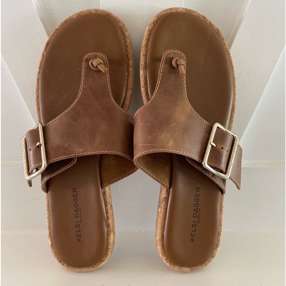 Kelsi Dagger New Brown Anthropologie Sandals size 9 Bohemian Soft Cork Bottoms - Picture 3 of 8